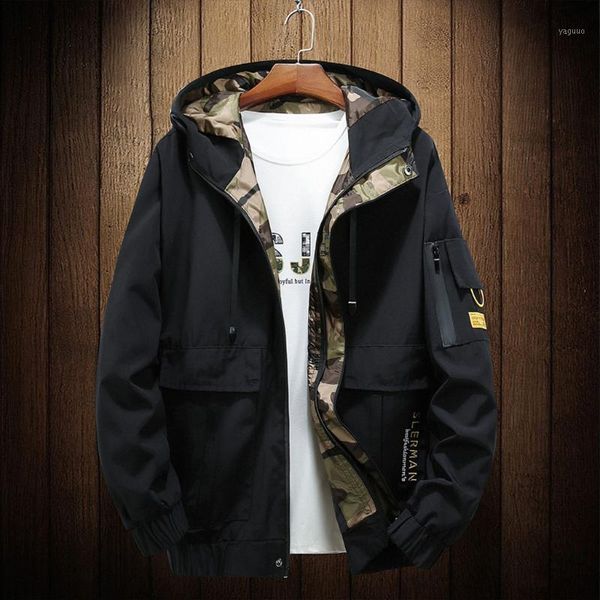 

men autumn winter casual fashion patchwork hoodie pockets outwear coat men's jackets, Black;brown