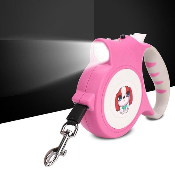 

dog collars & leashes pet automatic leash with light outdoor nigh walking puppy retractable extending rope