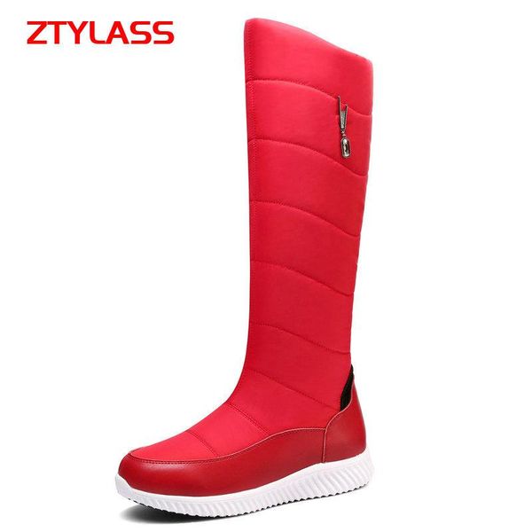

boots winter warm plush women snow non-slip platform knee high slip on fashion long shoes big size 42 43, Black