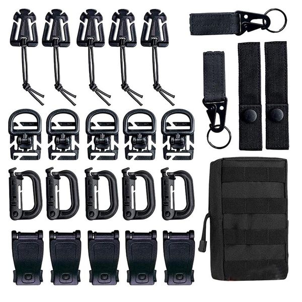 

keychains 25pcs accessory kits for molle backpacks, d-ring grimloc locking gear clip, Silver