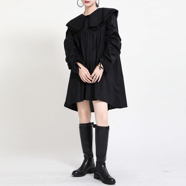 

dress Msxu female autumn loose long sleeve dressed as a double turtleneck, Black;gray