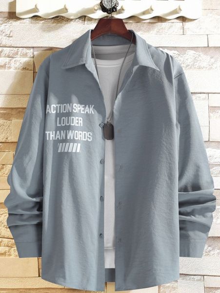 

men slogan graphic button front shirt without tee n3cu#, White;black