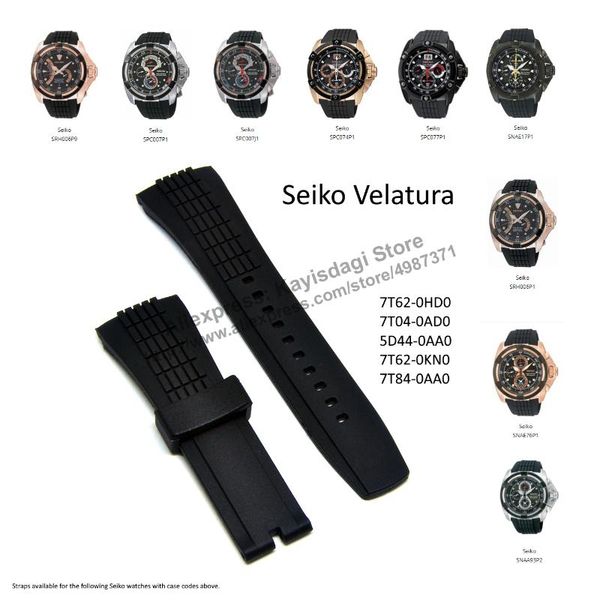 

watch bands 26mm black rubber band strap compatible for velatura 7t04-0ad0 - spc074p1 , spc077p1, Black;brown