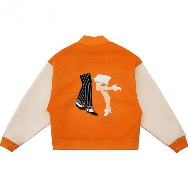 

men's jackets hip hop varsity jacket men letter embroidery color block college womens harajuku street baseball coats orange, Black;brown