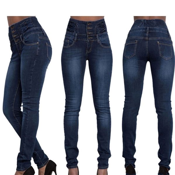 Chegada Atacado Mulher Denim Pencil Calças Top Marca Estiramento Calça Cintura Alta Mulheres 210809