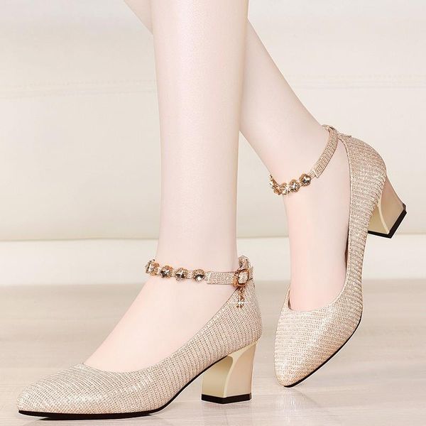 

spring autumn bling sequin cloth design square high heels office work shoes women lady video show pumps i0298 dress, Black