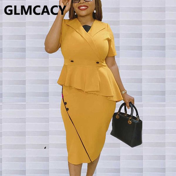 

short sleeve elegant bodycon ol peplum midi dress 210702, Black;gray