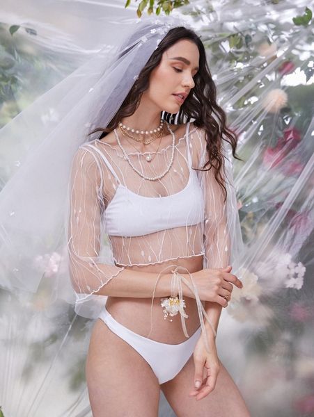 

sheer mesh cover up 46us#, White;black