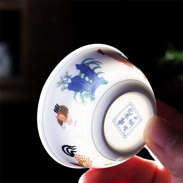 

cups & saucers jingdezhen antique hand-painted chicken water cup porcelain gaiwan teacups ceramic bowl office drinking drinkware