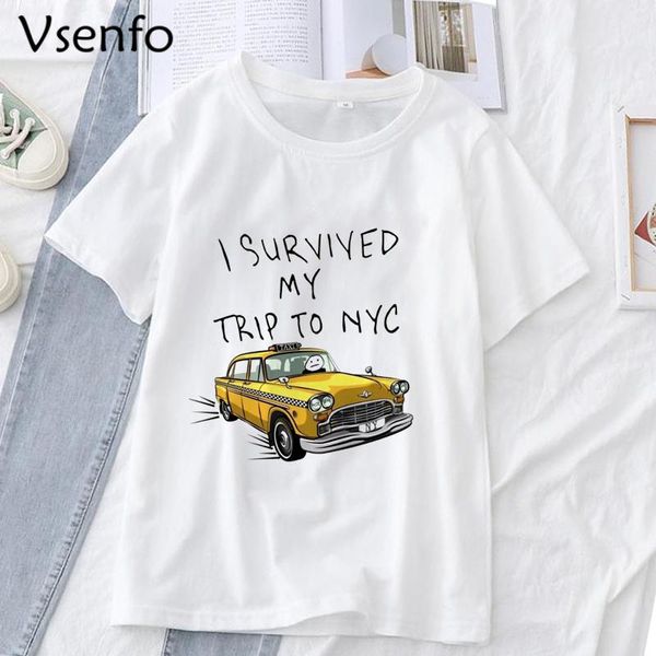 

women's t-shirt t-shirts women men harajuku i survived my trip to nyc classic vitruvian pizza t shirt summer fashion, White