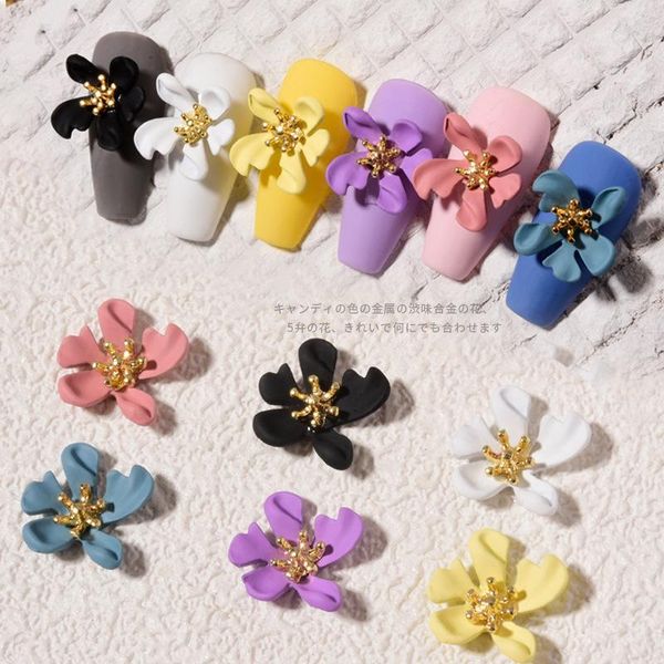 

nail art decorations 2 pcs/pack colorful frosted flowers trendy alloy metal manicure jewelry accessories wholesale drop, Silver;gold