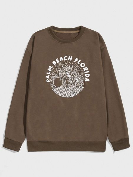 

romwe guys letter tropical graphic sweatshirt t46x#, Black