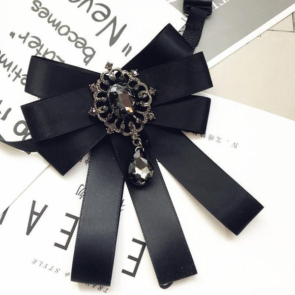 

retro college style bowtie inlaid rhinestone korean british bow tie brooches men and women shirt collar jewelry, Blue;purple