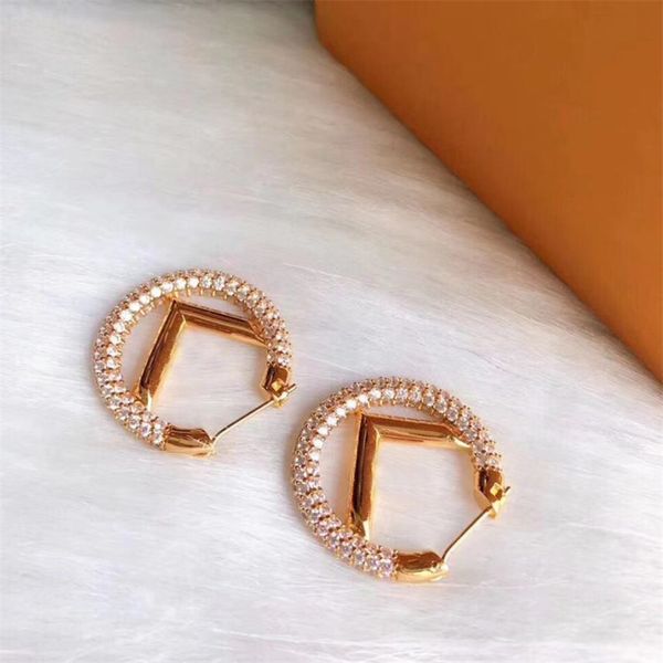 

women earings designer diamond jewelry fashion accessories f letter womens designers earrings studs earrings boucles with box 2108301d, Golden