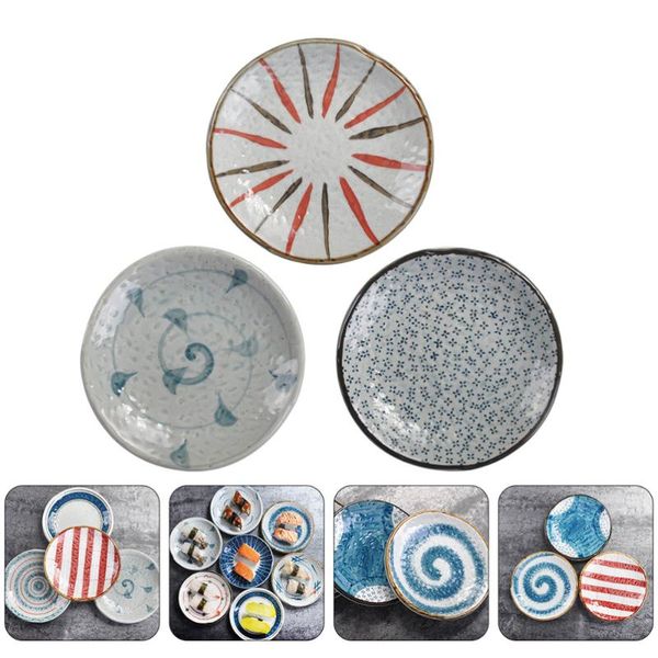 

dishes & plates 3pcs round snack sushi serving trays japanese style