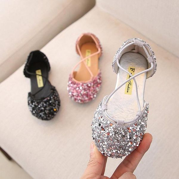 

summer girl sandals kids shoes toddler infant baby girls cute bling sequin princess party casual size 21-36, Black;red