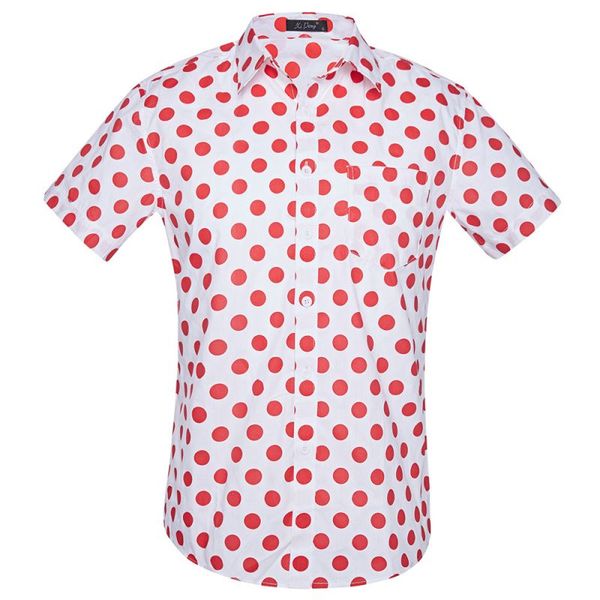 

polka dot print hawaiian style men's short-sleeved shirt geometric print party beach daily casual lapel, White;black