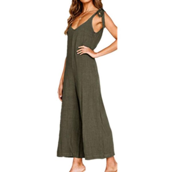 

women's jumpsuits & rompers deep v-neck backless off shoulder women drawstring solid casual loose summer bohemia, Black;white