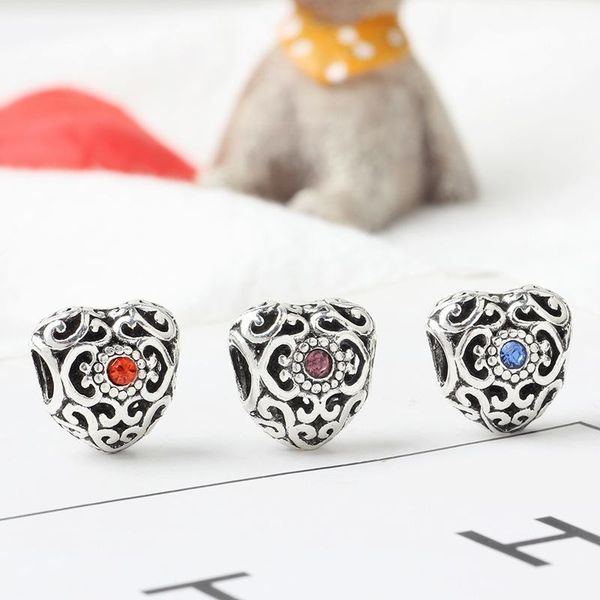 

charms high-quality crystal love month micro-inlaid zircon pendant beads suitable for ladies party diy original bracelet, Bronze;silver