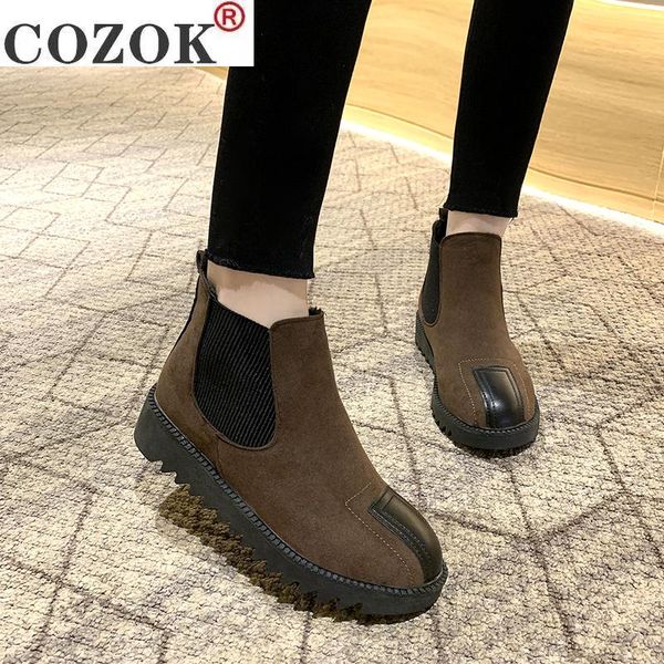 

boots 2021 winter women's flat-bottom short tube thick-soled cotton retro fashion plus velvet women w262, Black