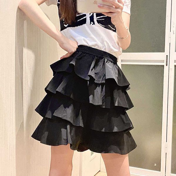 

skirt dz 2021 summer elastic waist black lace a-line short 2d2s225