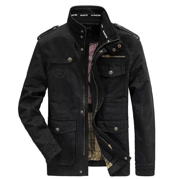 

military jacket men causal cotton windbreaker long coats stand collar outwear plus size 7xl male trench flight bomber jackets men's, Black;brown