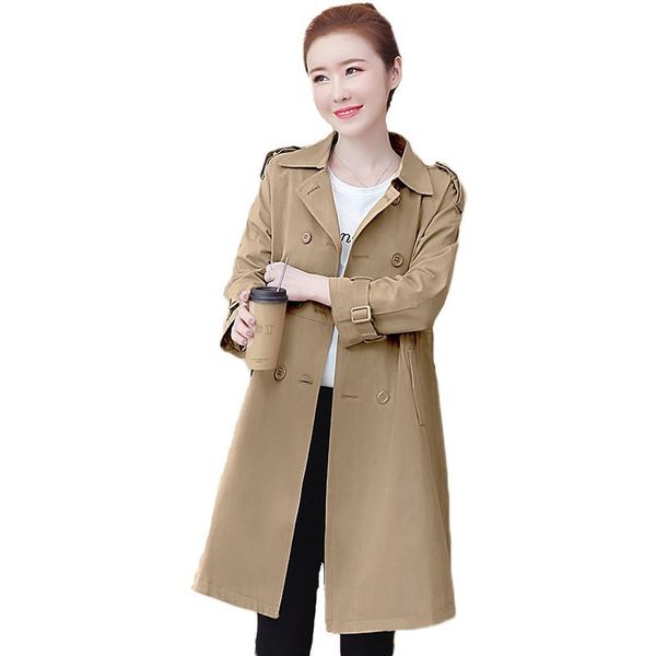 

women's jackets mid-length windbreaker women 2021 spring autumn style loose casual plus size ladies jacket lr1073, Black;brown