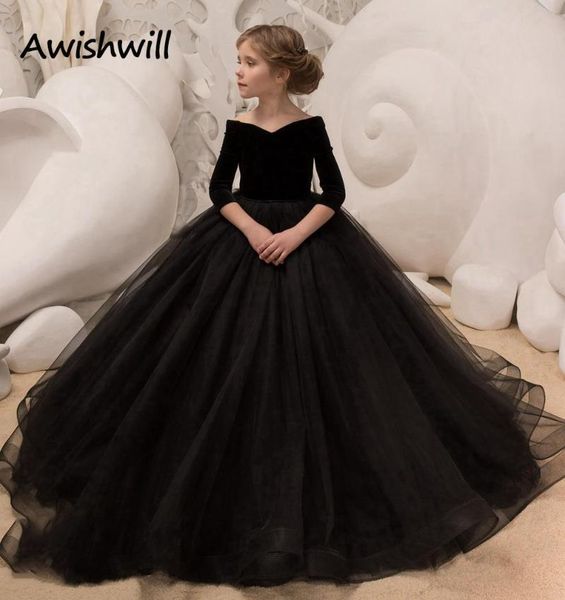 

girl's dresses real po black princess a-line tulle party flower girls, Red;yellow