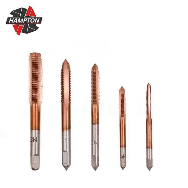 

hand tools hss screw tap drill bit 5pcs m3 m4 m5 m6 m8 metric thread set ticn coating straight fluted plug taps machine