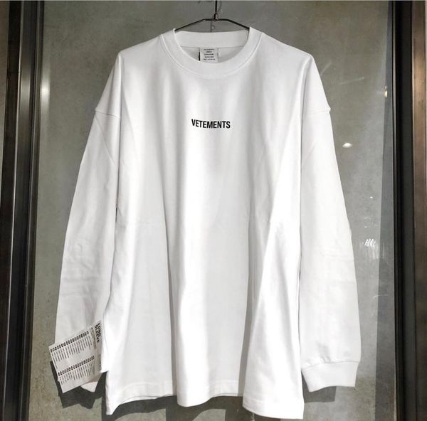 

t shirt 19fw latest summer vetements autumn winter hip-hop long sleeve women men t-shirts oversize letter printing tees, White