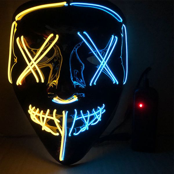 

halloween luminous mask dance party flashing black v led