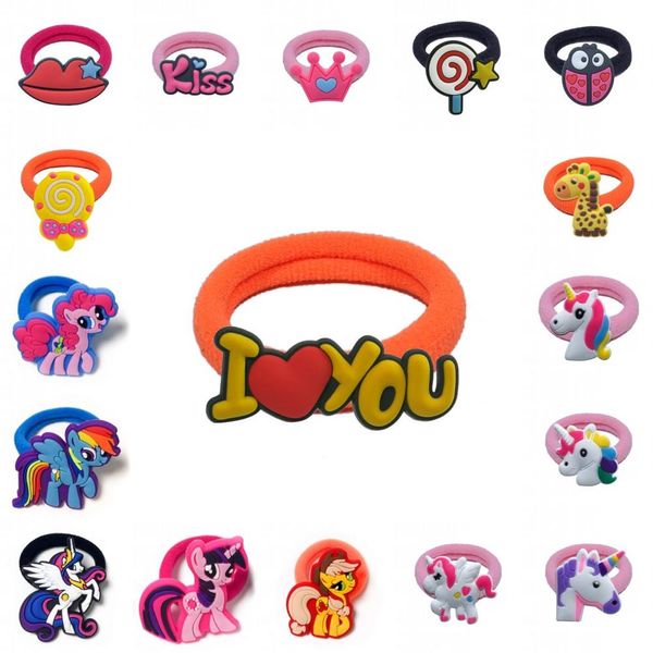 Pony Tails Titular Hairbands Kids Scrunchy Hair Banda Elástica Acessórios Elásticos Corda de Corda Gift Gift Favor Kid Headwear