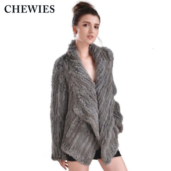 

knitted rex winter natural genuine fur with pockets winter/autumn jacket for women coat real, Black