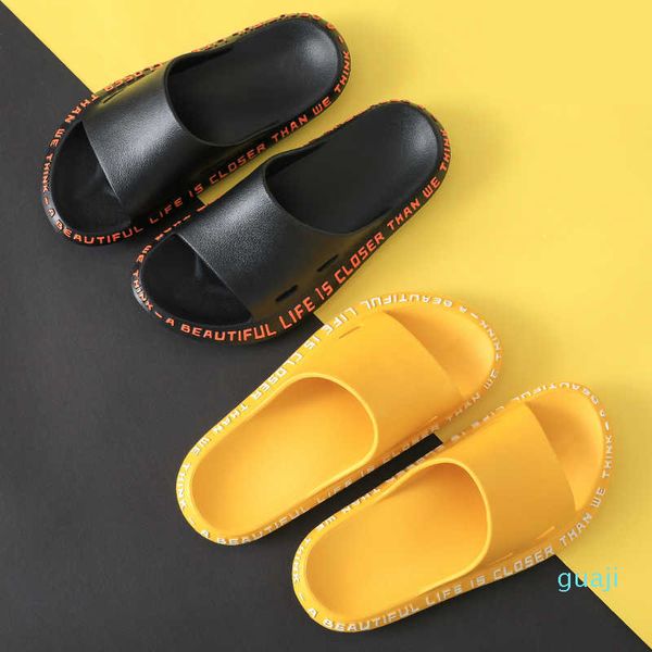 

summer women men slippers beach slide sandals cute words alphabet non-slip soft sole couple ladies home outdoor bathroom shoes 2518, Black