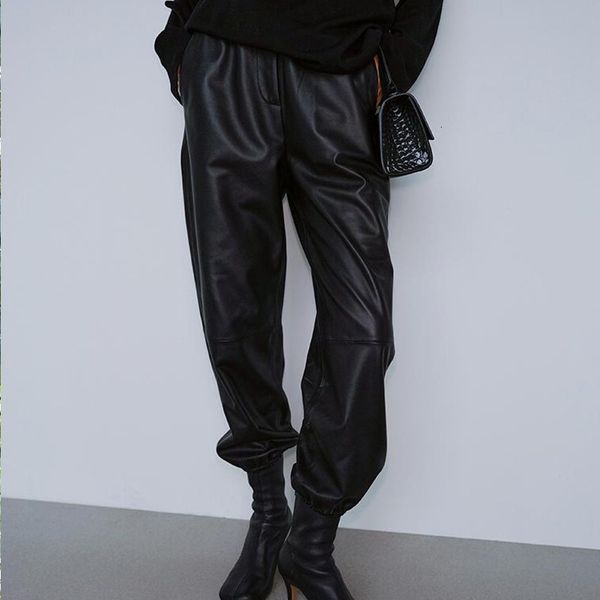 

capris high-waist black color female pant plutonium fake long leather casual exclusive design hk008 pants, Black;white