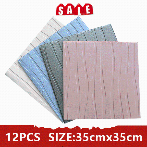 

12pcs 3d wall panels soft wallpaper self-adhesive children room stickers foam home decoration wallpapers