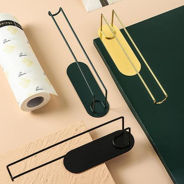

iron paper towel holder wall mounted storage rack home organizer shelf kitchen tool for roll stand hooks & rails