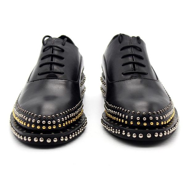 

dress shoes oxford hand made quality rivet thick platform leather solid black low men wedding plus size