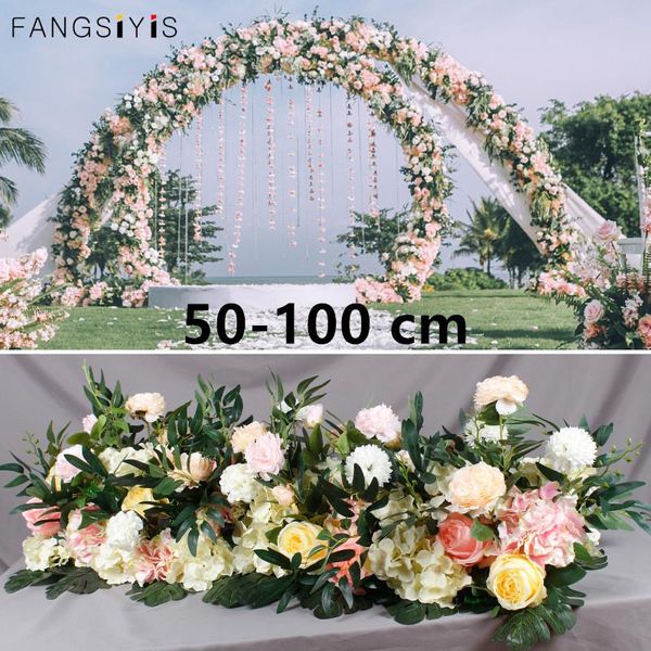

decorative flowers & wreaths 50/100cm diy flower arrangement decoration wedding wall peony rose silk artificial iron arch door backg