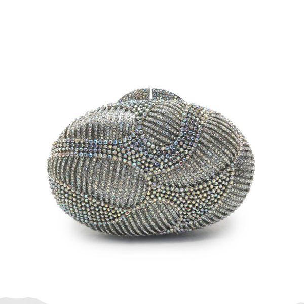 

evening bags designer ab silver rhinestone clutch purse elegant fashion big size phone handbags gift chain women party prom metal