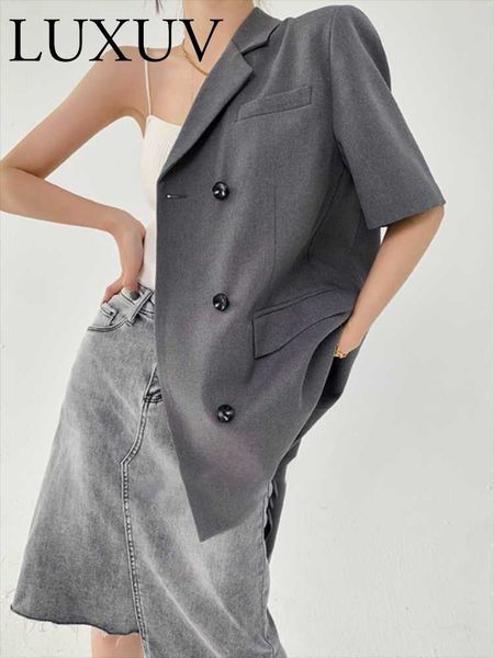 

women's suits & blazers luxuv jacket summer blazer lightweight coat office female suit oversize for ladies semiformal clothes loose out, White;black