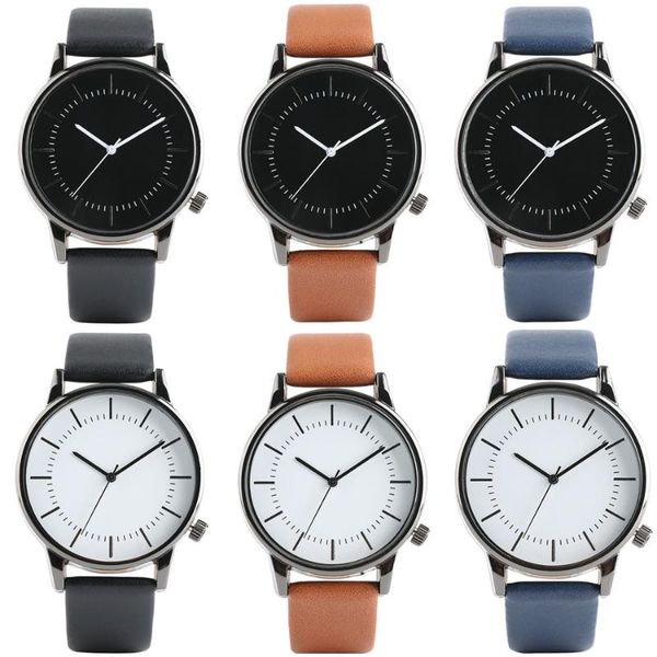 

wristwatches business men watches quartz analog display casual mens leather reloj masculino, Slivery;brown