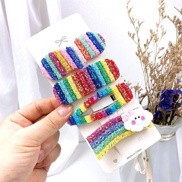 

candy rainbow hair clips for girls kid colodful barrettes shiny baby clip cartoon korean accessories headwear diy set, Slivery;white