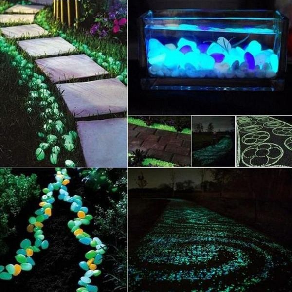 

glow in the dark garden pebbles stones rocks for walkways path patio lawn yard decor decorative objects & figurines