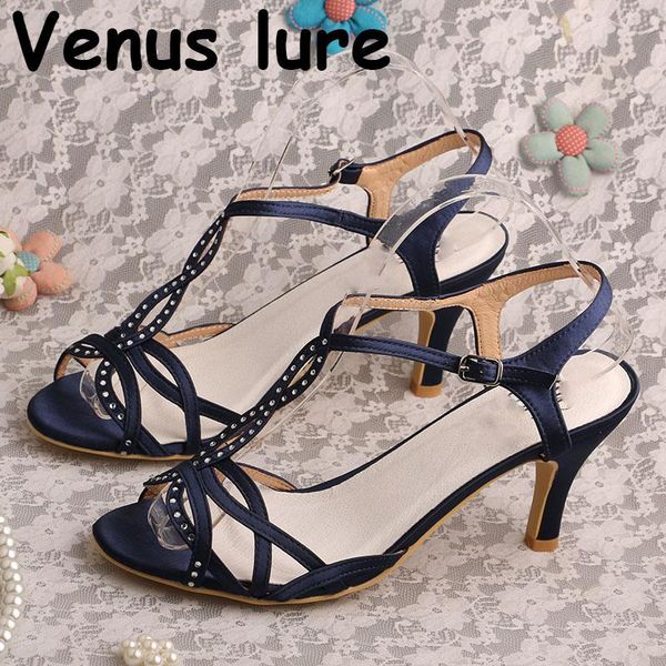 

colors spring summer high heels sandals navy satin ladies shoes, Black