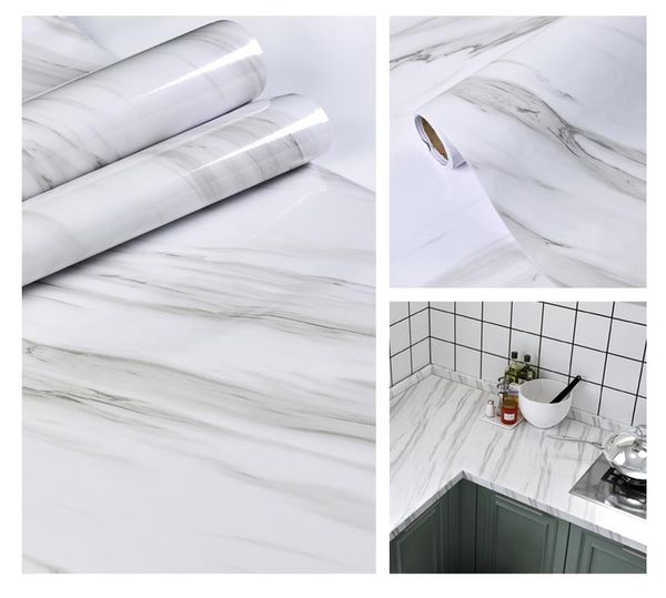 

marble film self adhesive waterproof cabinet table pattern kitchen oil-proof furniture renovation pvc wallpaper wallpapers