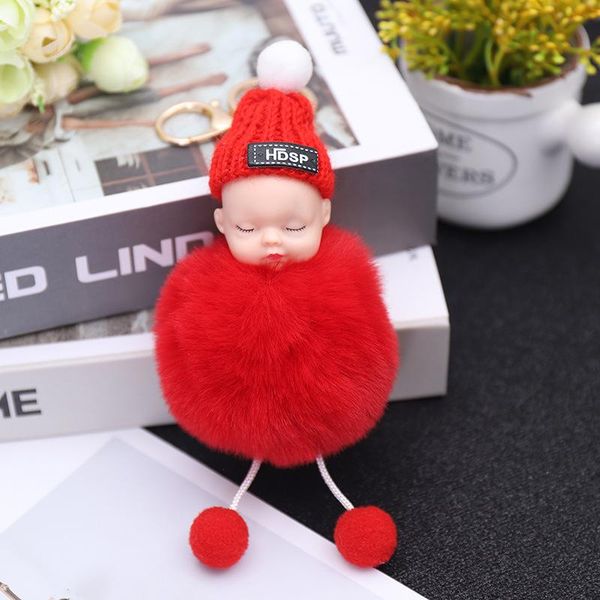 

keychains cute wool hat doll key chain ladies ball pendant accessories, Silver