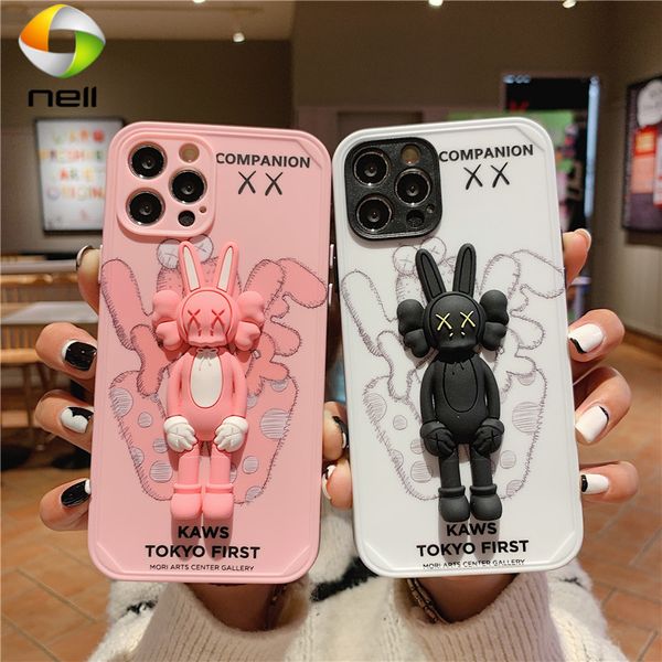 

apple 12 pro max phone cases cute iphone 11 lens all-inclusive xs mobile phone case xr stereo 8p soft kaw cases pink or white