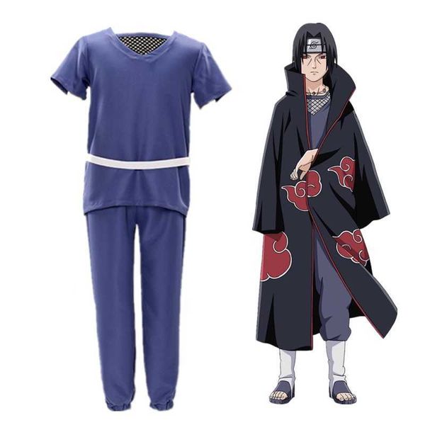 Anime Cosplay Akatsuki Cloak Headband Colar Anel Kunai Shuriken Sapatos Peruca Halloween Homens Crianças Traje Costura Toy Hokage Itachi Y0913