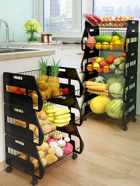 

kitchen vegetable rack multi-layer floor storage basket fruit home bottles & jars